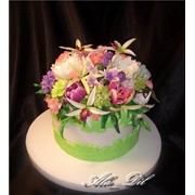 Торт кашпо с цветами фотография