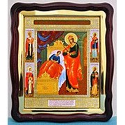 Икона Целительница Божья матерь, в фигурном киоте, с багетом Храмовая 43х50 фото