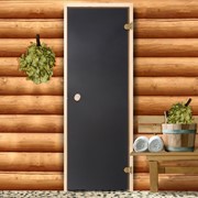 Дверь для бани и сауны стеклянная, размер коробки 190x70см, 6мм, бронза фотография