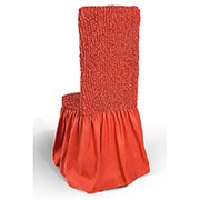 Натяжной чехол на стул с юбкой Еврочехол «Микрофибра. Терракотовый» фотография