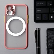 Чехол LuazON для iPhone 12 mini, поддержка MagSafe, с окантовкой, пластиковый, розовый фото