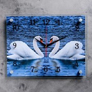 Часы настенные, серия: Животный мир, “Пара лебедей“, 30х40 см, микс фото