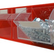 Короб откидной FOX-104 (600 х 177 х 206h)мм, 4 ячейки, красный / прозрачный фото