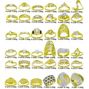 Кольца золото Au 585 пробы с вставками из драгоценных и полудрагоценных камней фото