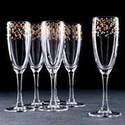 Набор бокалов для шампанского «Абстракция золото-серебро», 170 мл, 6 шт, в подарочной упаковке фотография