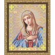 Икона ручной работы Богородица Умиление вышитая бисером