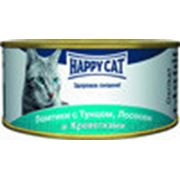 Консервы для кошек Happy Cat Tuna, Salmon & Shrimps (тунец, лосось и креветки) фото