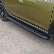 Пороги Renault Sandero Stepway 2014-наст.время (алюм. с пласт. накладкой карбон серые 1720 мм) фотография