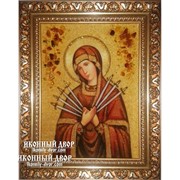 Икона Пресвятой Богородицы Семистрельная - Икона Ручной Работы, Из Янтаря фотография
