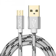 Дата-кабель TOPK USB 2.0 AM/ Micro USB 5V/ 2.1A (Серый) фото