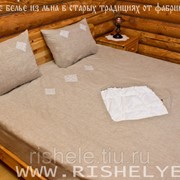 Белье постельное из натурального льна, ручная вышивка. Арт.112 | на заказ (1,5 спальный)