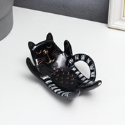 Сувенир керамика подставка “Котик спит на спине“ чёрный с золотом 5,8х9х12,6 см фото