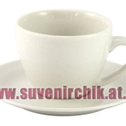 Чашка чайная белая глянцевая блюдцем фото