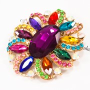 Брошь ''Крупный камень'' с цветными мелкими камнями и стразами,( 5 см) 222093(11) фото