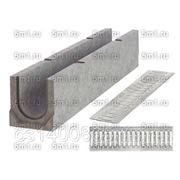 Комплект: бетонный лоток ЛВК PLUS 10.16.21,5 DN100 со стальной решеткой кл. А15 фотография