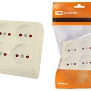 Розетка четырехместная 2П открытой установки IP20 10А с защитными шторками сл. кость “Ладога“ TDM ELECTRIC SQ1801-0221 фото