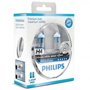 Набор ламп Philips WhiteVision H4 +2шт W5W (P43T-38) 12V 60/55W 12342WHVSM