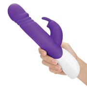 Фиолетовый вибратор-кролик с возвратно-поступательными движениями головки - 24 см. Rabbit Essentials фотография