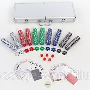 Набор для покера в алюминиевом кейсе (500 фишек с номиналом, 2 кол.карт,5куб) фото