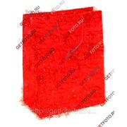 Подарочный пакет 26х32х12, бумажный, МИШУРА, красный GF 1315 фото
