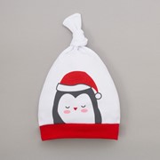 Чепчик (шапочка) Крошка Я 'Новогодний Пингвинчик', белый, р.42 фото