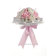 Букет для невесты №23, белый/розовый (розы 11 шт) фото