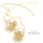 MAGGIO Cotton Pearl Threader Earrings Серьги