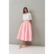 Модная розовая пышная юбка из хлопка B 3993 р. 42-46 фото