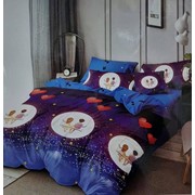 Комплект постельного белья Евро на резинке из сатина “Karina AB“ Фиолетово-синий космос и влюбленная пара на фотография