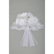 Букет для невесты №03, белый (розы текстиль) фотография