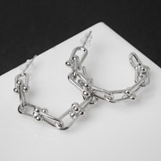 Серьги-кольца 'Цепи' модерн, d4, цвет серебро фото