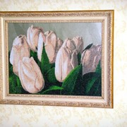 Картина вышитая бисером "Тюльпаны"