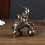 Сувенир полистоун “Слон рыцарский на шаре“ под металл 17х7,5х13 см фото