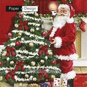 Салфетки Декоративные столовые Paper & Design Веселый Дед Мороз 3-х слойные 33х33см, 20шт