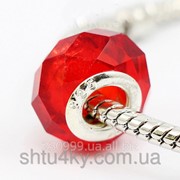Бусина Pandora красная алая граненная стеклянная фото