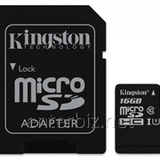 Карта памяти MicroSDHC 16GB Kingston Class 10 UHS-I + SD адаптер (SDC10G2/16GB) подарок к моб.тел. фотография