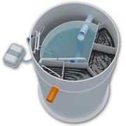 Система очистки сточных вод AT-6 предназначена для очистки сточных вод из малых коттеджей до 0.54 куб.м. в сутки. Эквивалент жителей - 2 чел. фотография