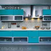 Кухня Матовая МДФ цвета морской волны арт. ПМ010 фото