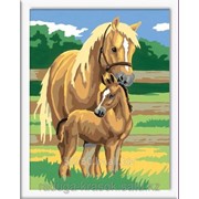 Картина по номерам Лошадь с жеребенком фотография