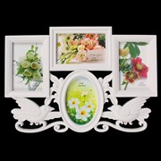 Фоторамка пластик на 4 фото 10х15 см “Голуби“ белая 29х42,5 см фото