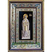 Ялтинская церковная мастерская Параскева (Римская), святая великомученица, ростовая серебряная икона с золочением в киоте с эмалью Высота иконы 40 см фото