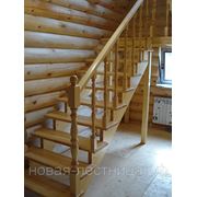 Лестница с разворотом на 180 гр. из сосны