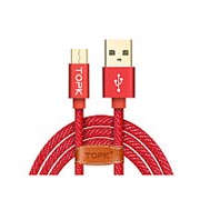 Дата-кабель TOPK Denim Braided Wire USB 2.0 AM/ Micro USB 5V/ 2.4A Красный фото