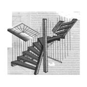Лестница с винтовым участком и тетивой фотография