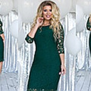 Платье женское из гипюра больших размеров (6 цветов) - Зеленый ТК/-1099 фотография