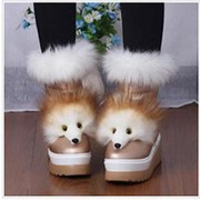 Зимние ботинки с мехом мордочки лисицы. Под заказ. Размеры: 34-39. фото