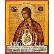 Мастерская копий икон Поможение родам Богородица, копия старинной иконы Божьей Матери на иконной доске (ручная работа) Высота иконы 12 см фото