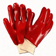 Перчатки с ПВХ покрытием красные, манжет фото