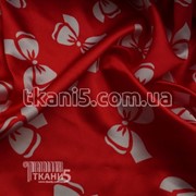 Ткань Атлас бантики красно-белые (50-70 мм) 4450