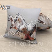 Белые лошади арт.ТФП2946 (45х45-1шт) фотоподушка (подушка Габардин ТФП) фото